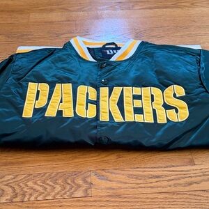 Miller Lite Exclusive Green Bay PACKERS Satin Jacket Snap up Size Large NEW NFL